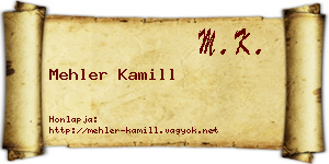 Mehler Kamill névjegykártya